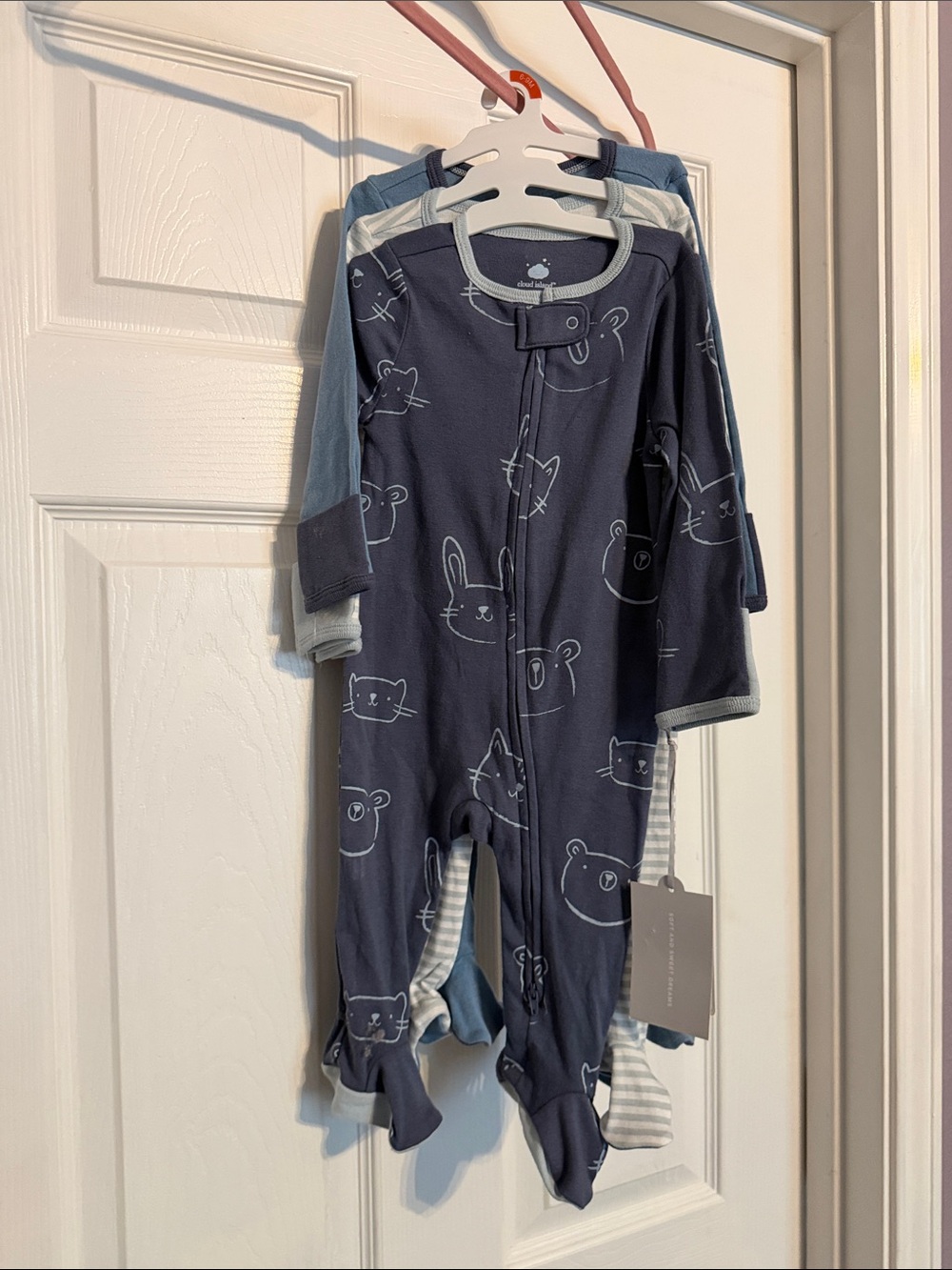 cloud island Navy Animal Sketch Footed One-Piece